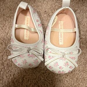 Laura Ashley Baby Shoes with Pink Floral Pattern
